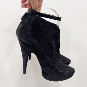 Givenchy Suede Ankle Strap Split Front Bootie Black Classic Platform High Heel